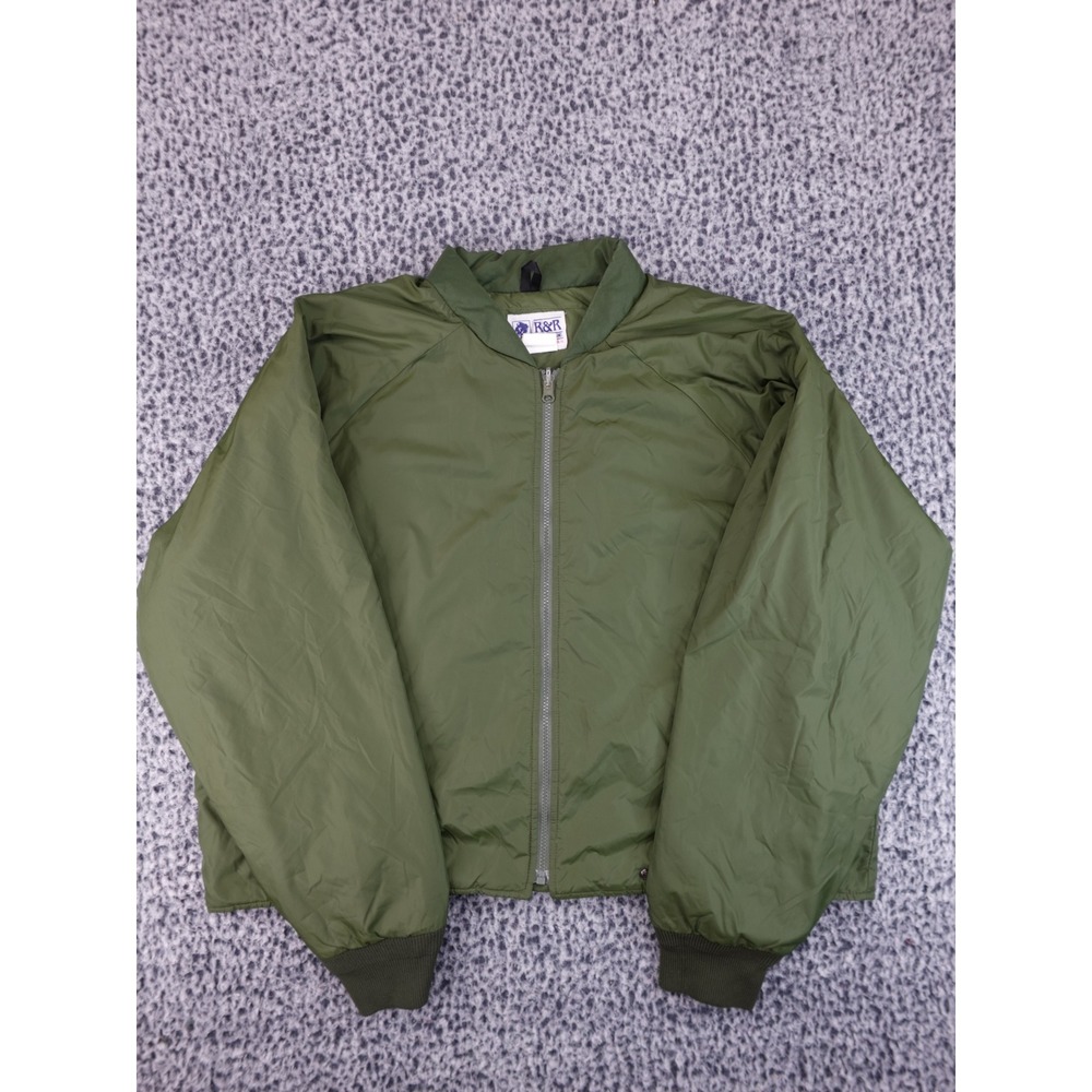 R&R Uniforms Horace Small Bomber Jacket Mens XL Green Vintage Thinsulate USA